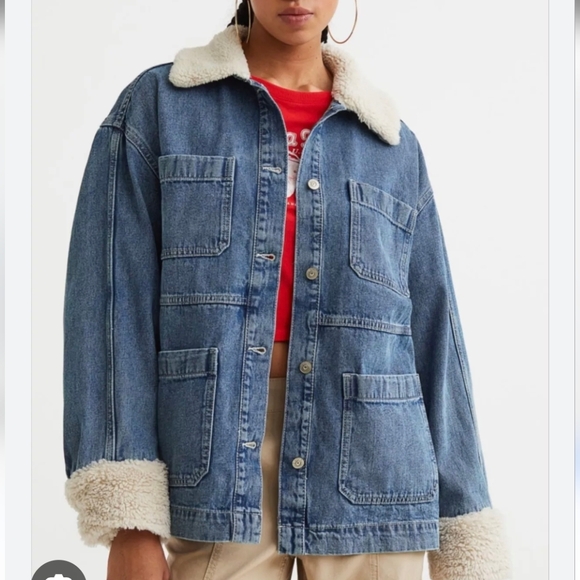 H&M Jackets & Blazers - H&M Blue Denim Jacket with Cream Sherpa